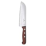 Victorinox Wood, Profi Santokumesser, Extra Scharfe Klinge, Kullenschliff, 17 cm, Edler Holzgriff, Rostfreier Stahl, braun