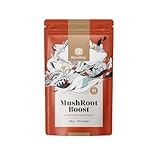 MycoWay MushRoot Boost – Getränk zur Unterstützung von Geist & Körper – 100 g – 30 Portionen – mit Dosierlöffel – koffeinfreier Kaffeeersatz – 9 aktive Inhaltsstoffe – Kakaogeschmack – Energie – Fokus