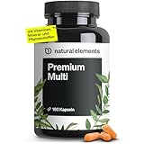 natural elements Premium Multivitamin – 180 hochdosierte Komplex-Kapseln – wertvolle Vitamine A-Z – Premium-Rohstoffe – mit Bioaktiv-Formen – ohne unnötige Zusätze – laborgeprüfte Qualität