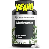 natural elements Multivitamin – 365 vegane Tabletten – Jahresvorrat – wertvolle Vitamine A-Z, mit Vitamin K1 und K2 – ohne unnötige Zusätze – in Deutschland produziert & laborgeprüft