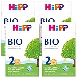 HiPP 2 Bio Folgemilch (4 x 600g), nach dem 6. Monat, mit Omega-3 (DHA, ALA), Calcium und milder Bio-Stärke, in bester Bio-Qualität