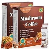 Mushroom Coffee - 2 Stück Pilzkaffee,Bio Pilzkaffee Pulver mit Löwenmähne, Chaga, Reishi, Cordyceps & Mehr,mit Adaptogenen & Probiotika,Veganes Pilzkaffeepulver,Pilz-Extrakt-Pulver,200g