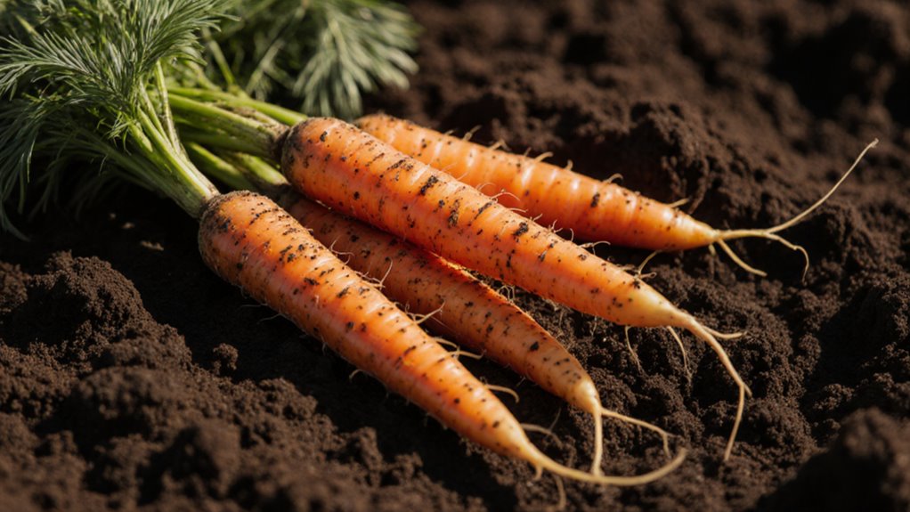 im Frühling geerntete süße Karotten